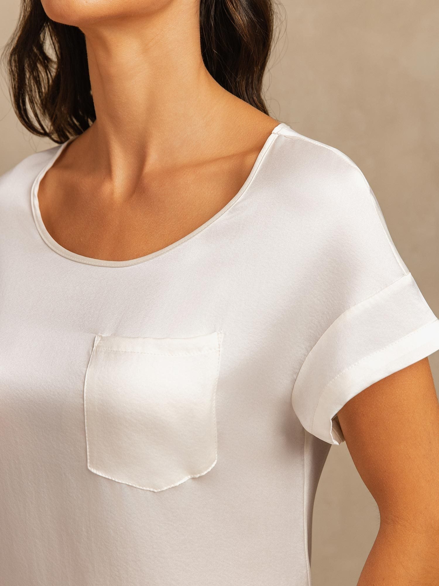 [Valkoinen] SilkSilky-FI 19Momme Nightgown 004