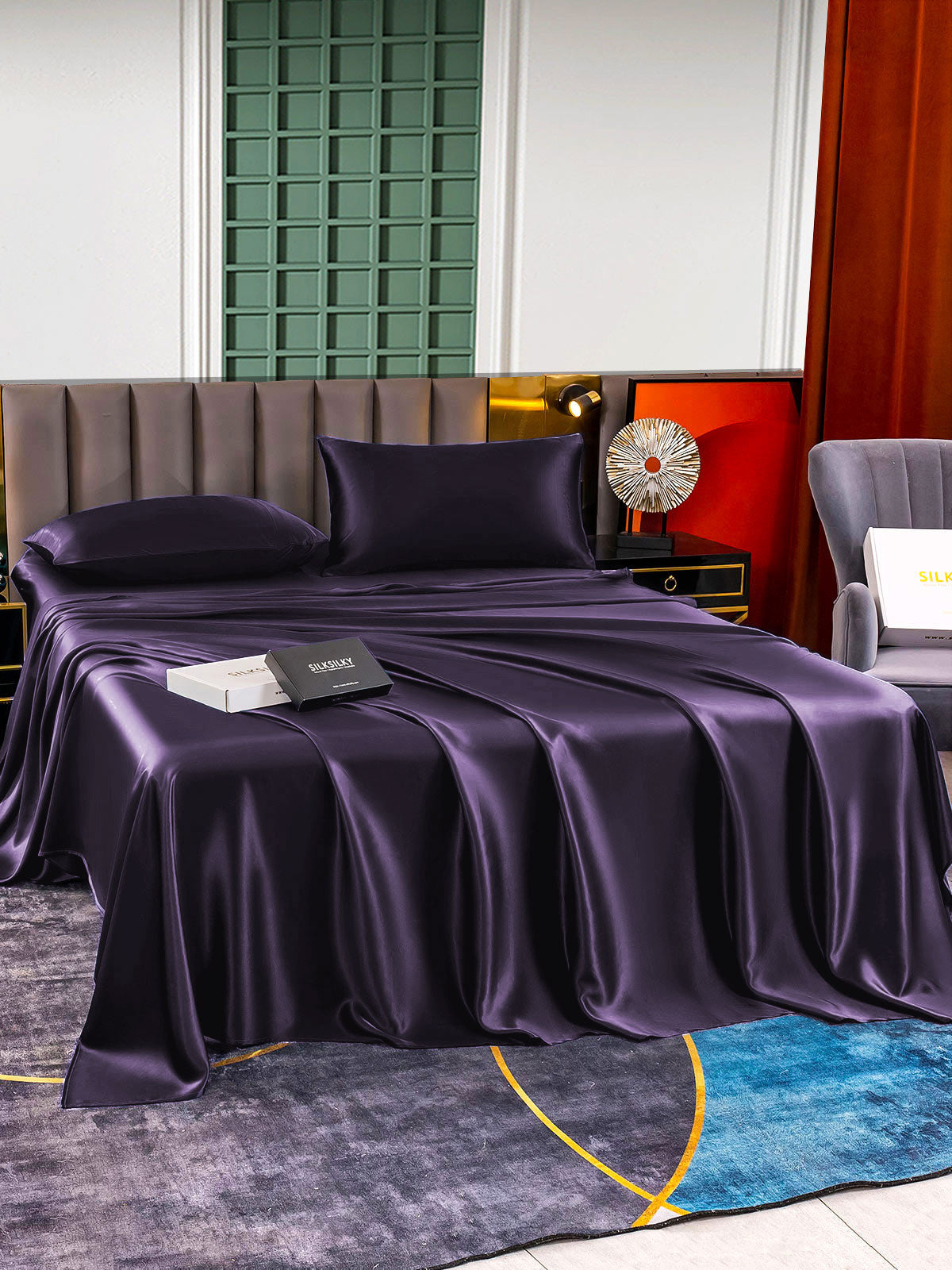 [Tumma Violetti] SilkSilky-FI 25Momme Bedding Set 004