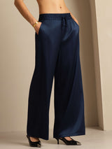 [Tummansininen] SilkSilky-FI 19Momme Womens Pants 004