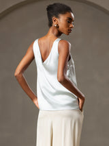[Vaaleansininen] SilkSilky-FI Sleeveless V Neck Camisole Top 002
