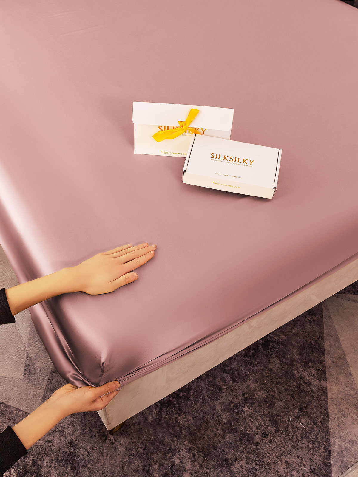 [Vaalean Mauve] SilkSilky-FI 22Momme Pure Silk Sheet 003