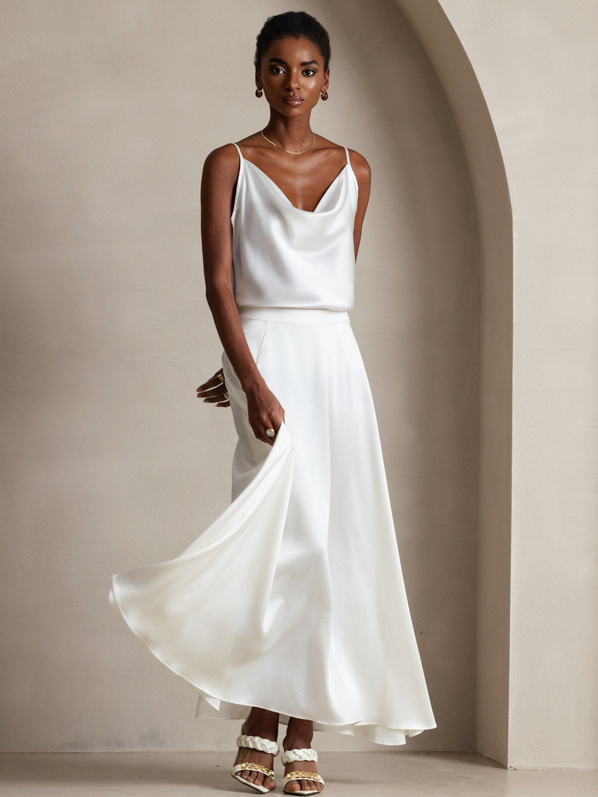 [Valkoinen] SilkSilky-FI 19Momme Camisoles 007