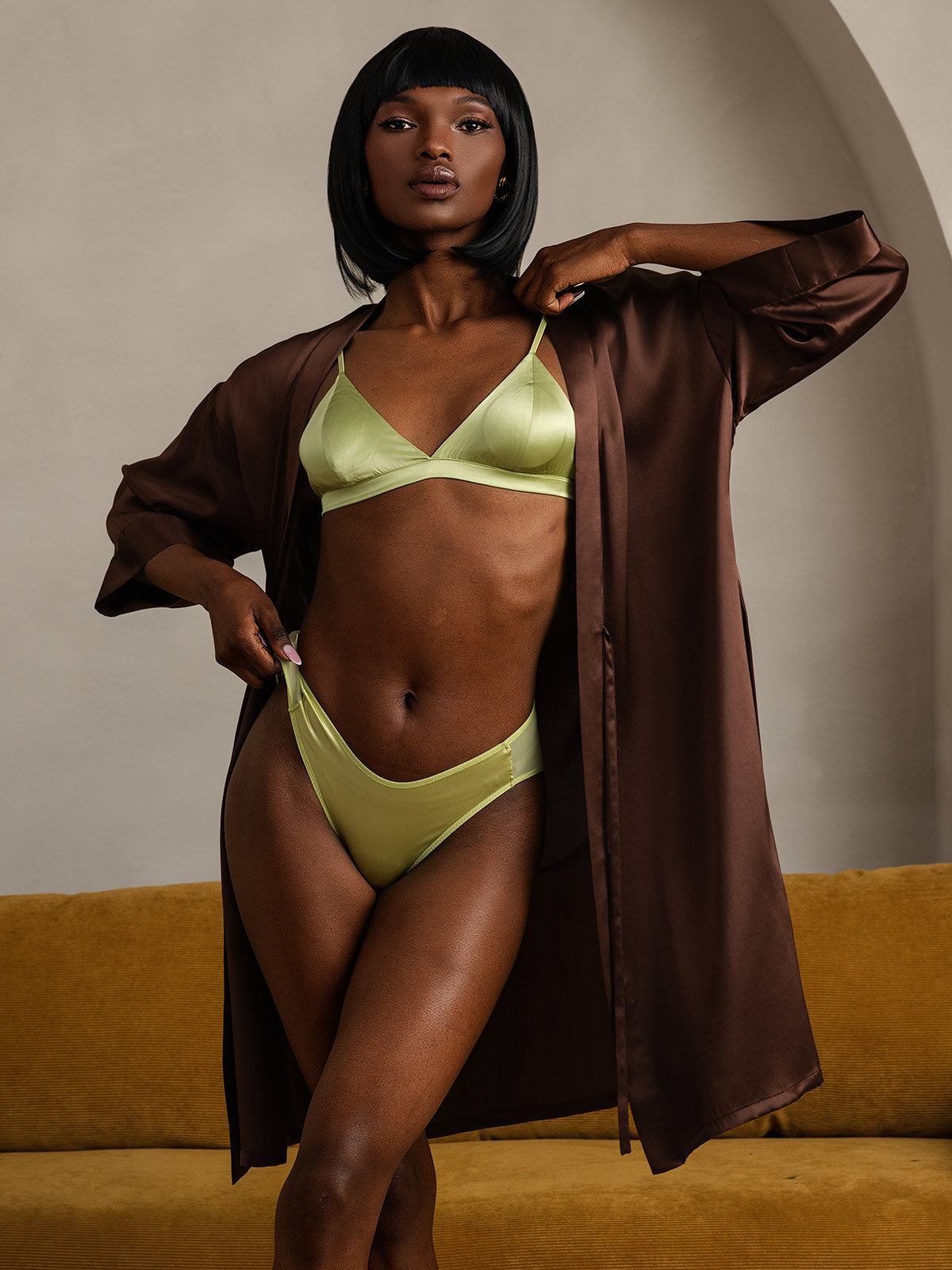 [Kahvi] SilkSilky-FI Womens Robe 003