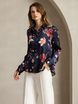 [Laivasto Kukka] SilkSilky-FI Long Sleeve Lapel Collar Naisten paita 004