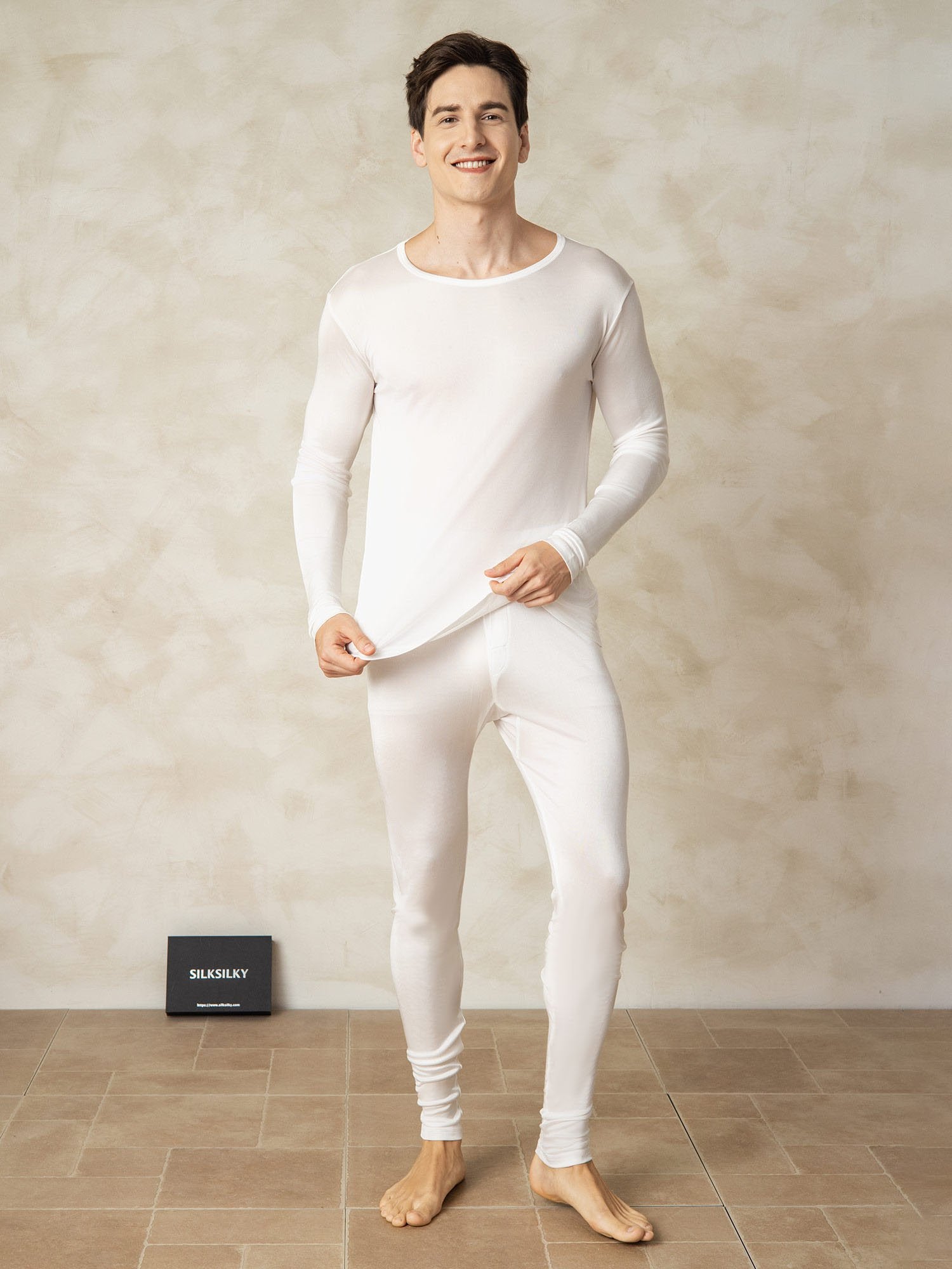 [Valkoinen] SilkSilky-FI Mens Pajamas 001