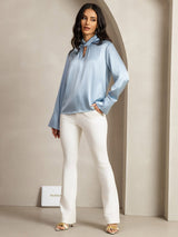 [Harmaansininen] SilkSilky-FI 19Momme Womens Shirt 012