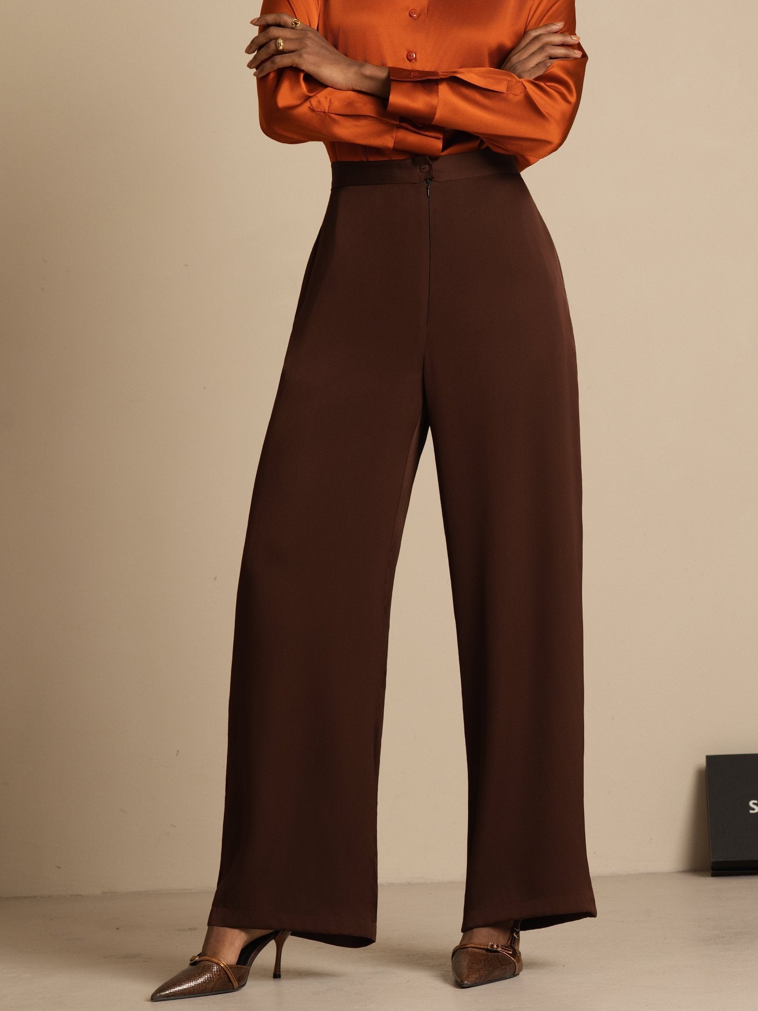 [Tumma Suklaa] SilkSilky-FI 19Momme Silkki Womens Pants 003