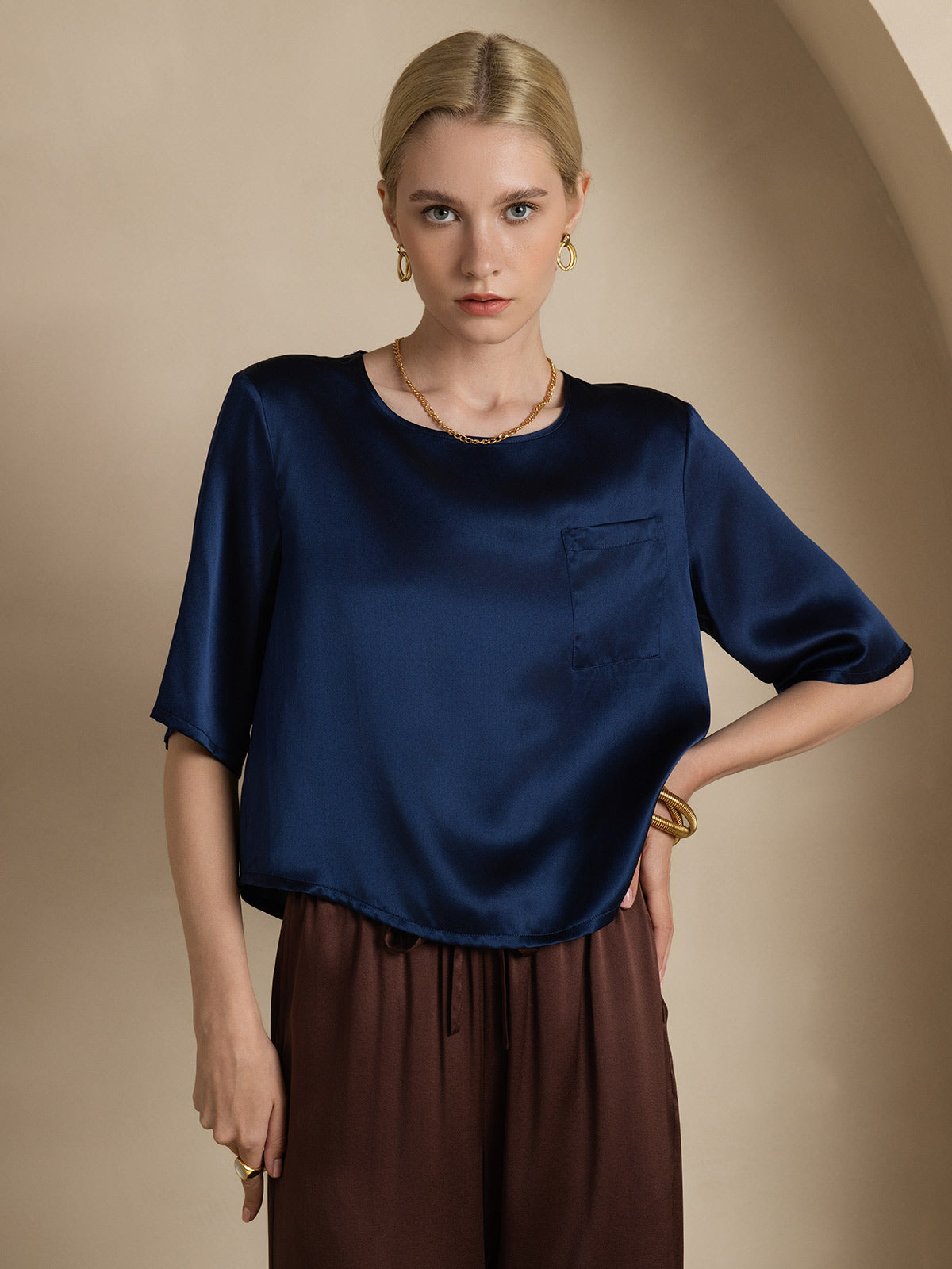 [Tummansininen] SilkSilky-FI Womens T-Shirt 003