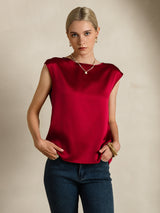 [Viini] SilkSilky-FI Cap Sleeve Round Neck Naisten T-paita 006