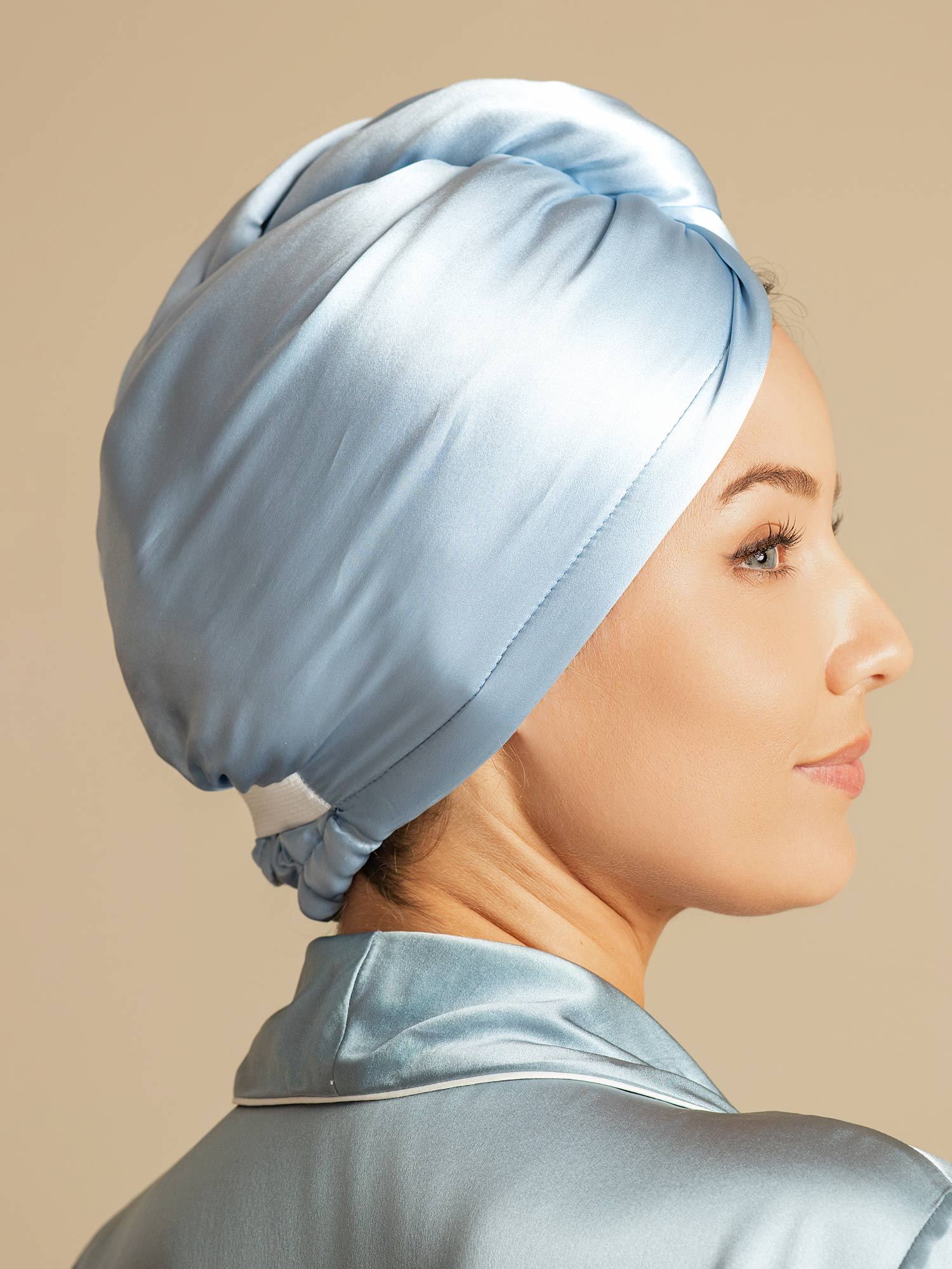 [Taivaansininen] SilkSilky-FI Hair Towel Wrap 002,