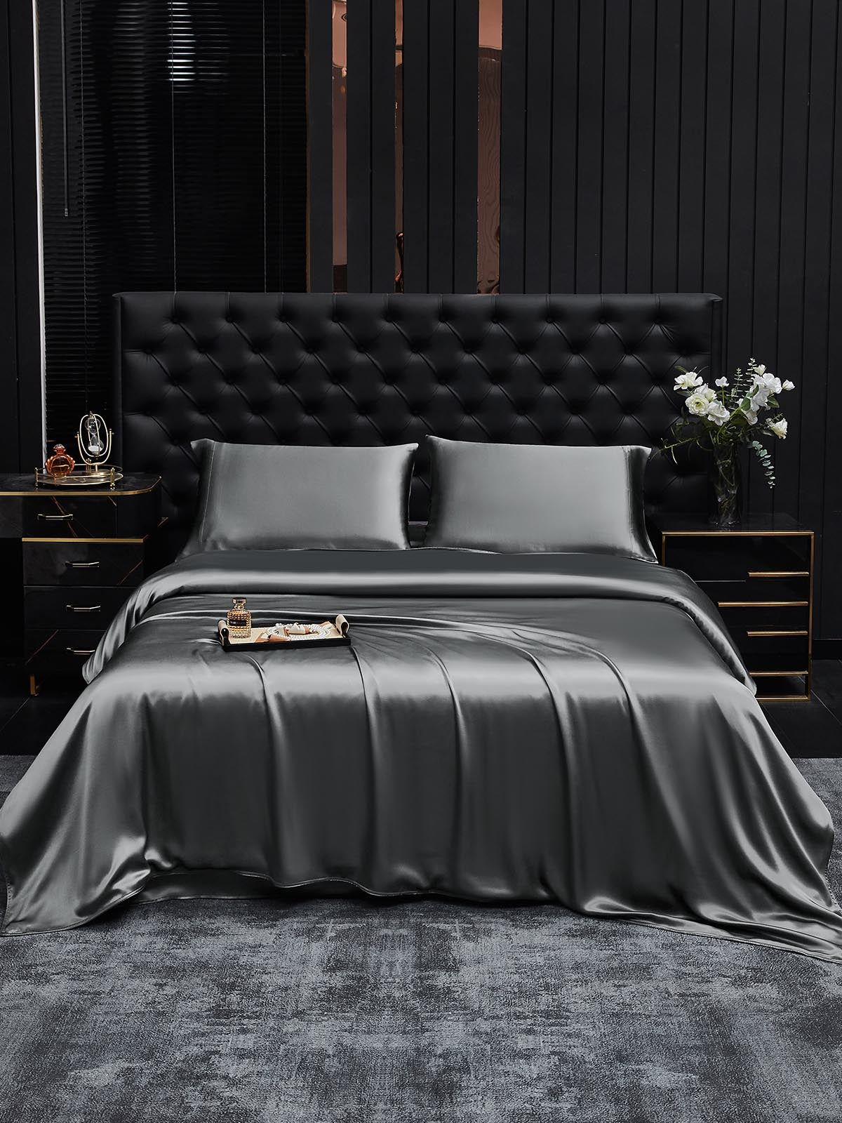 [Tumman Harmaa] SilkSilky-FI 19Momme Bedding Set 001