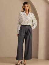 [Salvia Kukka] SilkSilky-FI Long Sleeve Lapel Collar Pusero 008