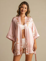 [Pinkki] SilkSilky-FI 3/4 Sleeve Naisten Aamutakki 001