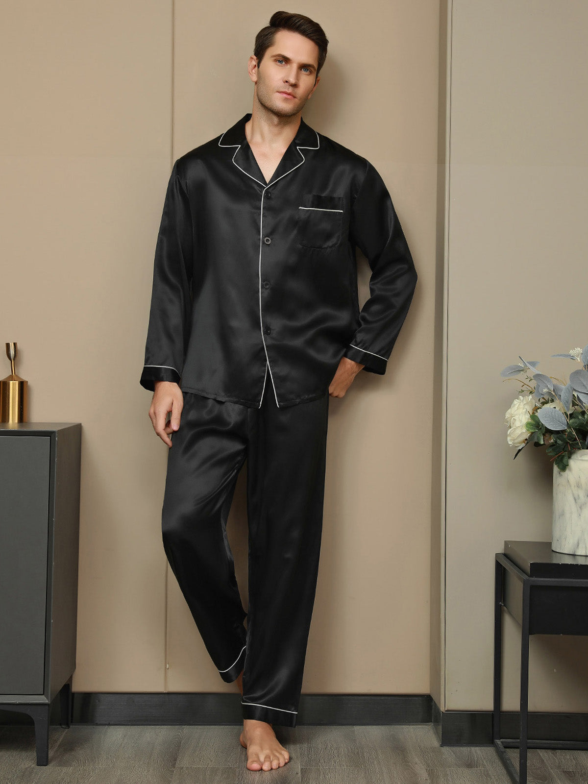 [Musta] SilkSilky-FI 19Momme Mens Pajamas 004