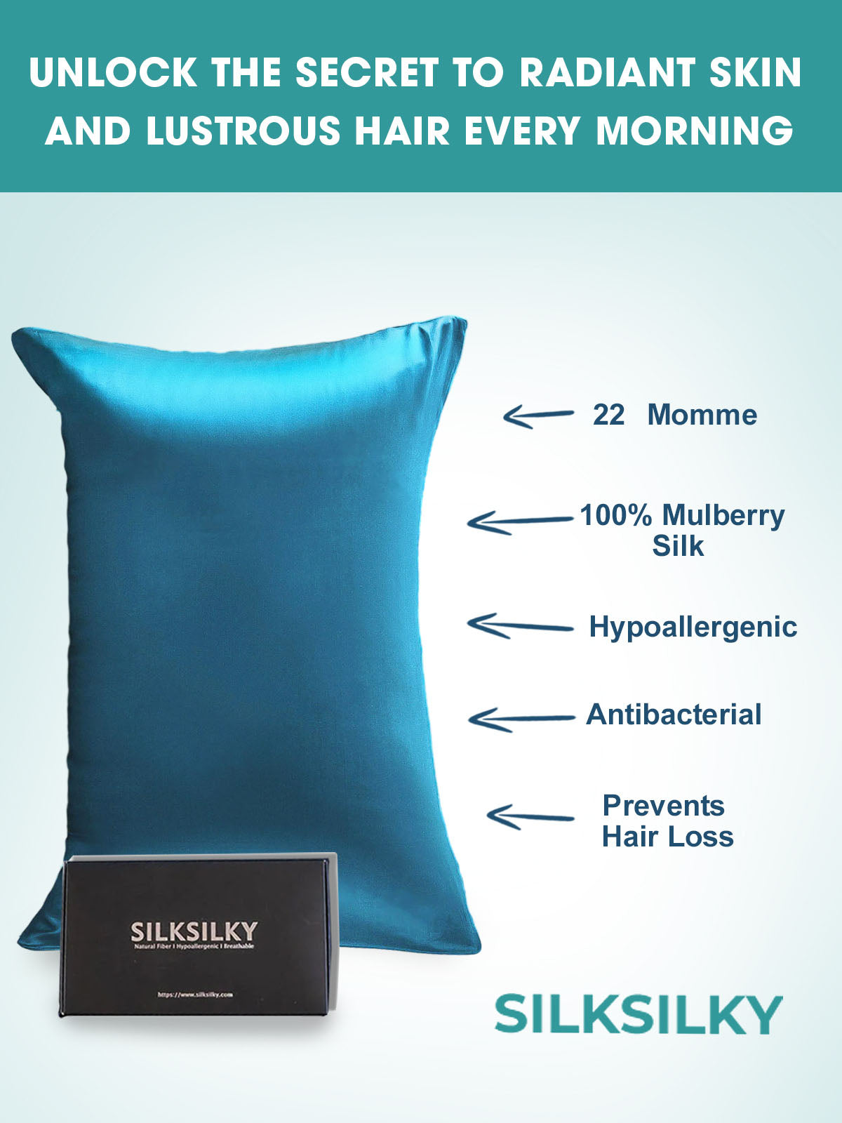 [Sinivihreä] SilkSilky-FI 22Momme Pillowcase 003