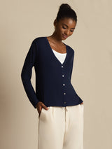 [Tummansininen] SilkSilky-FI Long Sleeve Naisten Cardigan 003