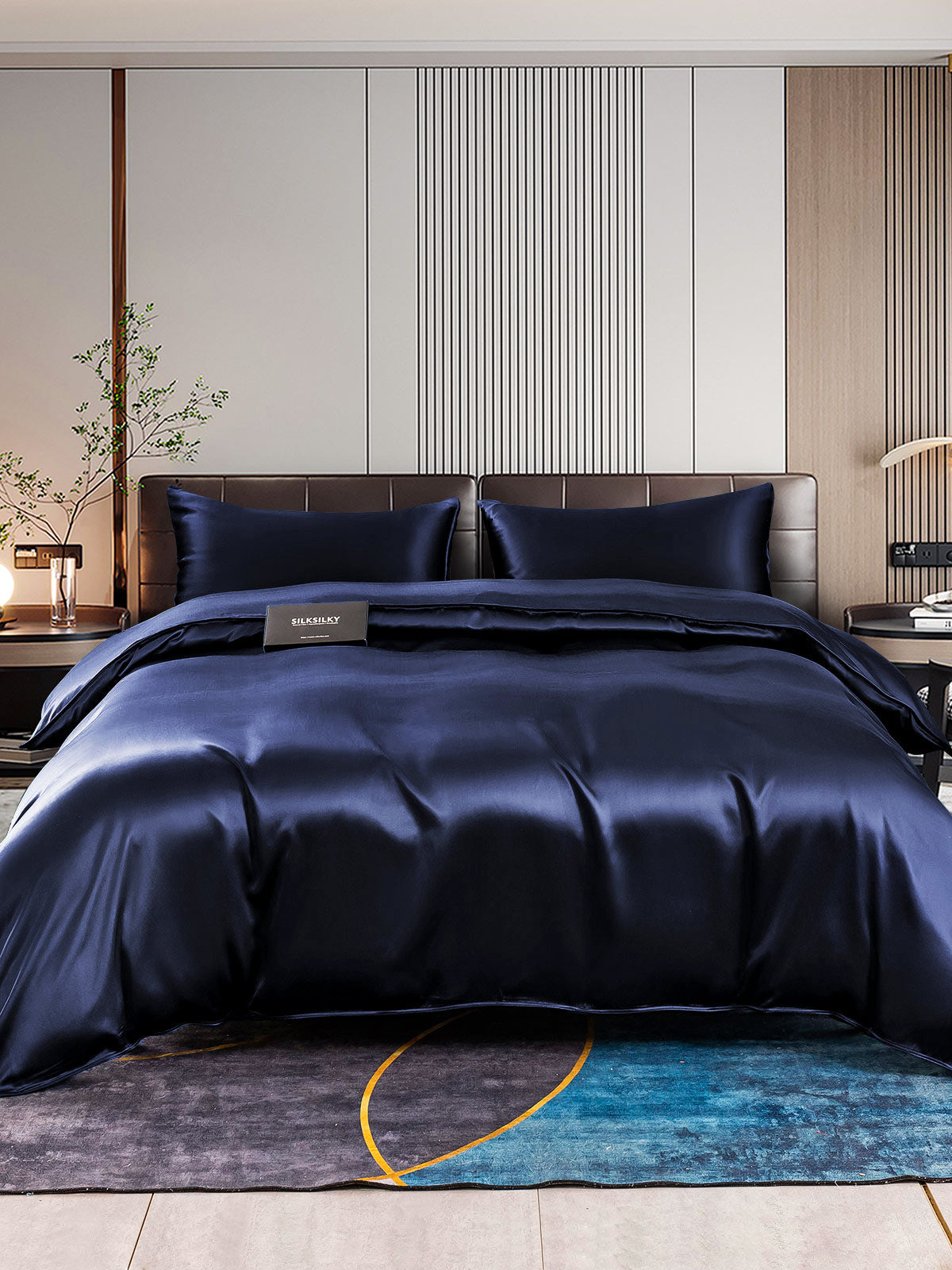 [Tummansininen] SilkSilky-FI 22Momme Bedding Set 001