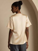 [Samppanja] SilkSilky-FI Short Sleeve Cowl Neck Naisten Puserot 002