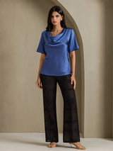 [Aito Petrooli] SilkSilky-FI Short Sleeve Cowl Neck Naisten Puserot 006
