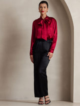 [Viini] SilkSilky-FI Long Sleeve Tie Neck Naisten Puserot 006