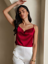 [Viini] SilkSilky-FI Spaghetti Strap Cowl Neck Camisole Top 007