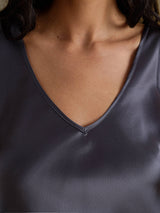 [Tumman Harmaa] SilkSilky-FI Sleeveless V Neck Camisole Top 005