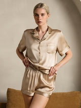 [Samppanja] SilkSilky-FI Short Sleeve Notkokaulus Naisten Pyjamat 004