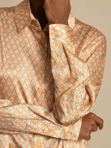 [Kukka] SilkSilky-FI Long Sleeve Lapel Collar Naisten paita 004