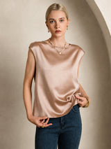 [Toscana] SilkSilky-FI Cap Sleeve Round Neck Naisten T-paita 007