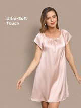 [Vaalea Pinkki] SilkSilky-FI Cap Sleeve Square Neck Yöpaita 001