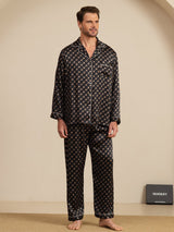 [Musta Ketju] SilkSilky-FI Long Sleeve Notkokaulus Miesten Pyjamat 006