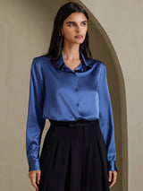 [Aito Petrooli] SilkSilky-FI Long Sleeve Lapel Collar Naisten paita 001