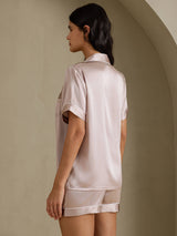 [Varjonharmaa] SilkSilky-FI Short Sleeve Notkokaulus Naisten Pyjamat 002