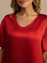 [Viini] SilkSilky-FI Half Sleeve V Neck Yöpaita 005