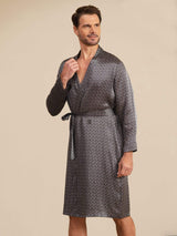 [Musta Ginkgo] SilkSilky-FI Long Sleeve V Neck Miesten Aamutakki 004