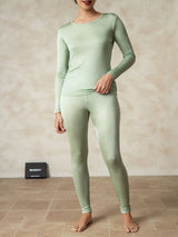 [Vihreä] SilkSilky-FI Long Sleeve Round Neck Naisten Pitkät Alusvaatteet 003