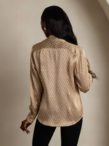 [Kukka] SilkSilky-FI Long Sleeve Lapel Collar Naisten paita 002