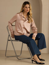[Toscana] SilkSilky-FI Long Sleeve Lapel Collar Naisten paita 006