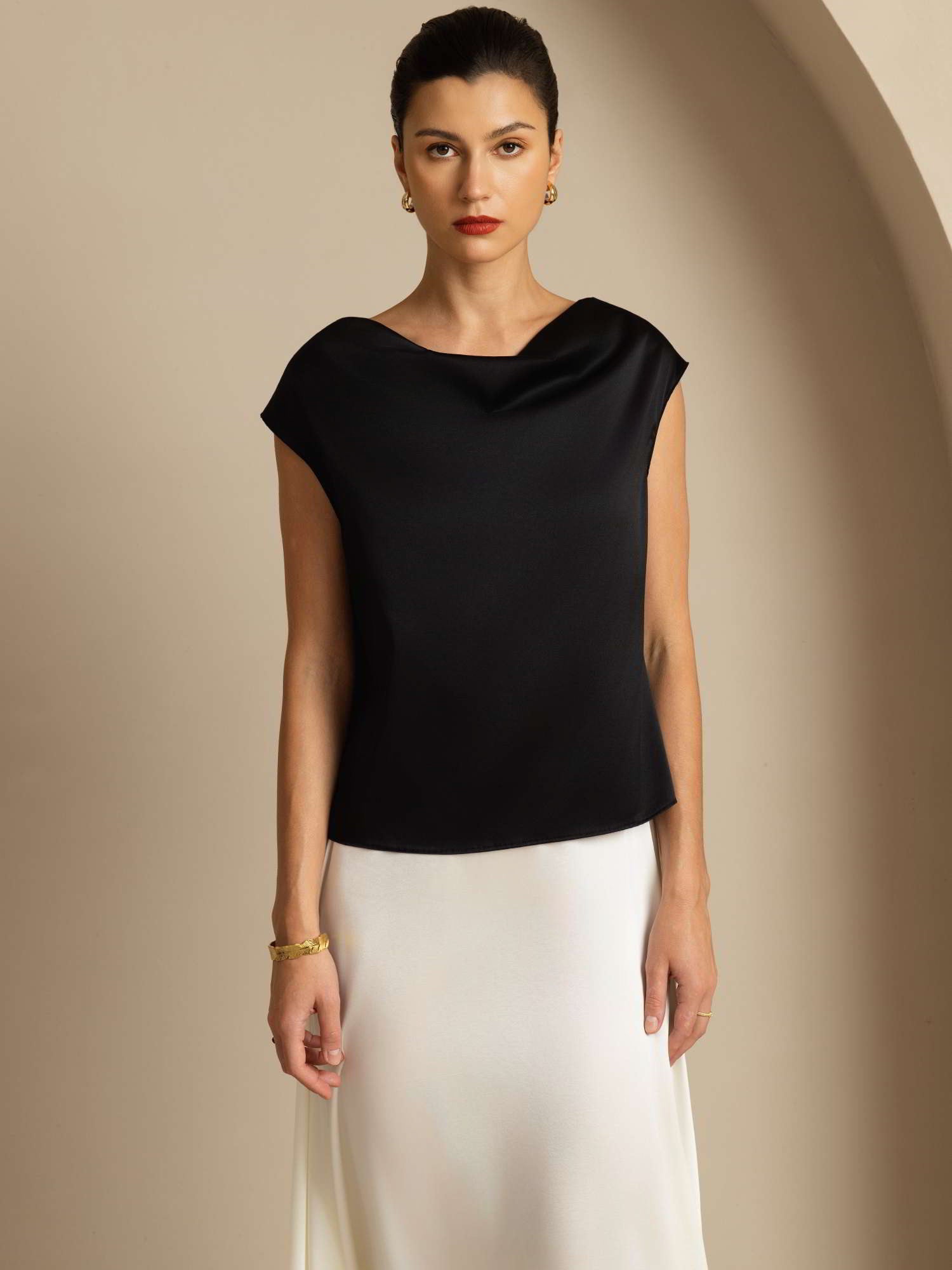 [Musta] SilkSilky-FI 19Momme Womens T-Shirt 004