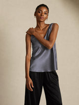 [Tumman Harmaa] SilkSilky-FI Sleeveless V Neck Camisole Top 006