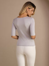 [Vaalean Harmaa] SilkSilky-FI Half Sleeve Naisten T-paita 002