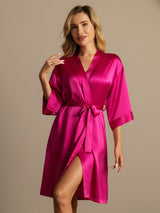[Ruusunpunainen] SilkSilky-FI 3/4 Sleeve Naisten Aamutakki 005