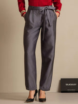 [Harmaa] SilkSilky-FI 32Momme Silk-Wool Blend Womens Pants 001
