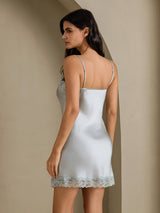 [Harmaansininen] SilkSilky-FI Spaghetti Strap V Neck Yöpaita 002