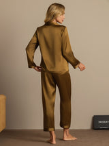 [Ruskea] SilkSilky-FI Long Sleeve Notkokaulus Naisten Pyjamat 002