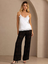 [Valkoinen] SilkSilky-FI Spaghetti Strap V Neck Camisole Top 007