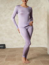 [Violetti] SilkSilky-FI Long Sleeve Round Neck Naisten Pitkät Alusvaatteet 003