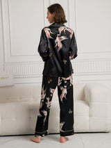 [Musta] SilkSilky-FI Long Sleeve Notkokaulus Naisten Pyjamat 002