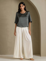 [Tumman Harmaa] SilkSilky-FI Half Sleeve Naisten T-paita 006
