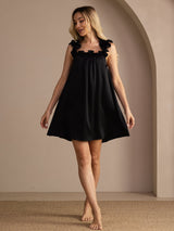 [Musta] SilkSilky-FI Sleeveless Square Neck Yöpaita 005